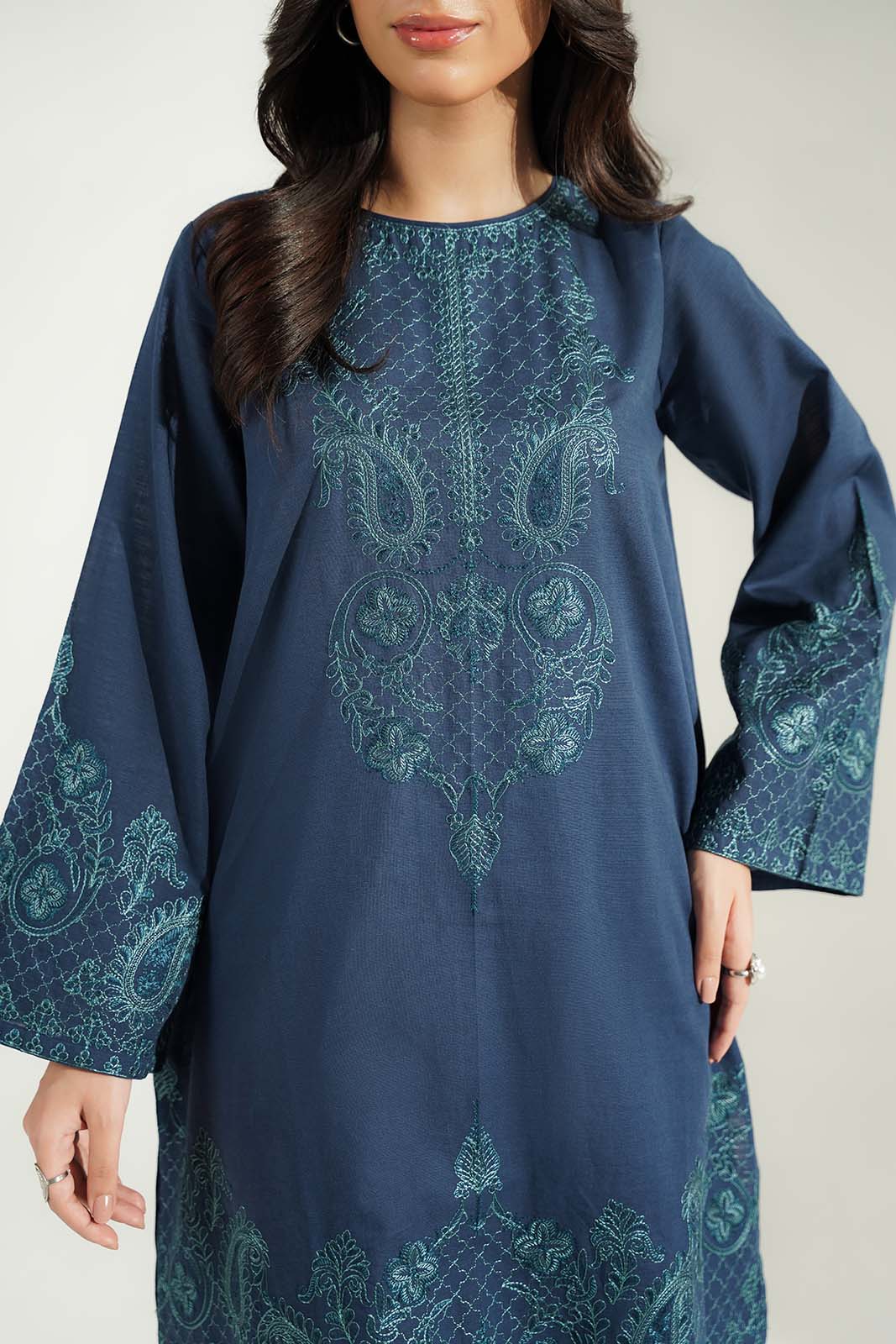 2 Piece Slub Khaddar Embroidered Suit (CS0777)