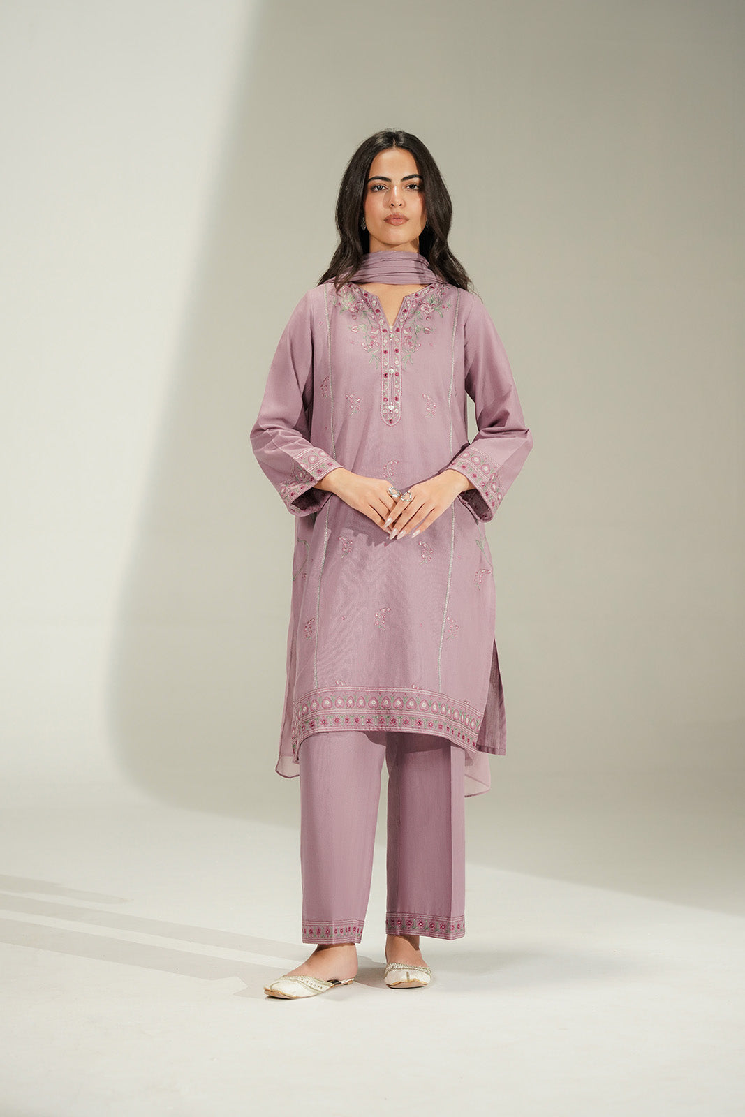 3 Piece Slub Khaddar Embroidered Suit (CS0781)