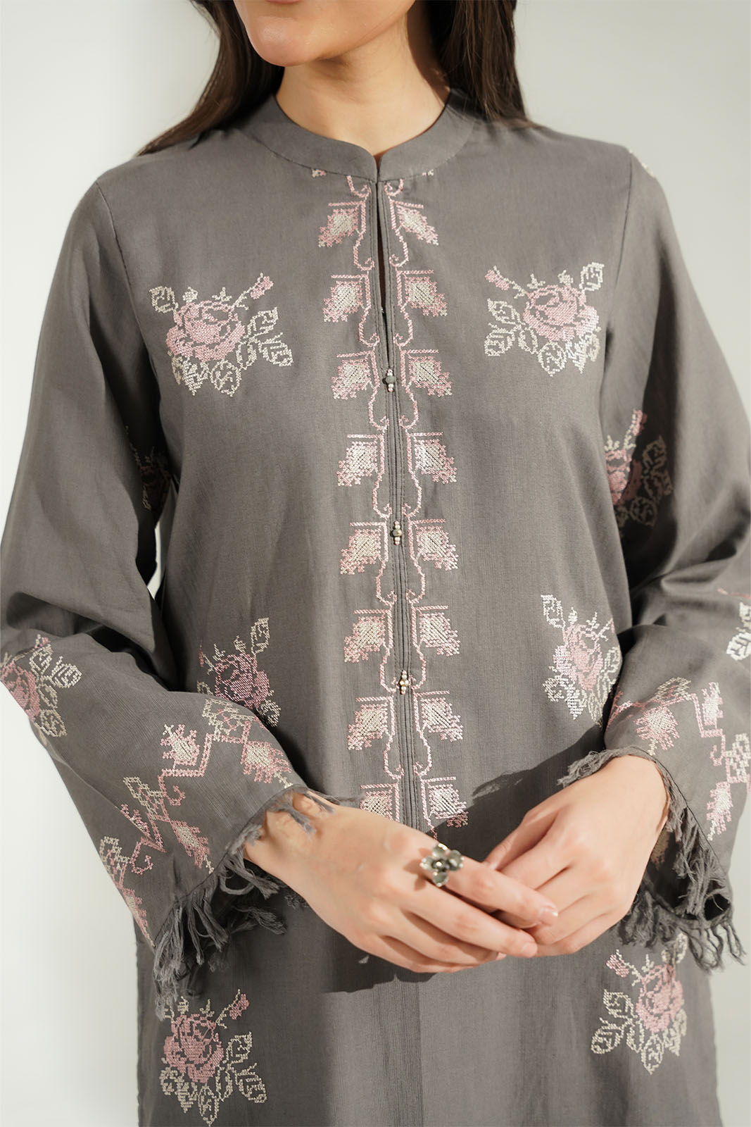 2 Piece Slub Khaddar Embroidered Suit (CS0786)