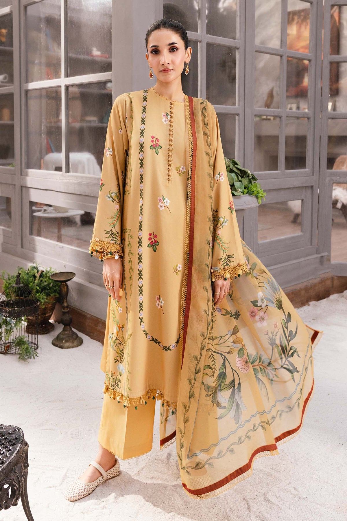 3 Pc Unstitched Printed Marina Twill Suit
