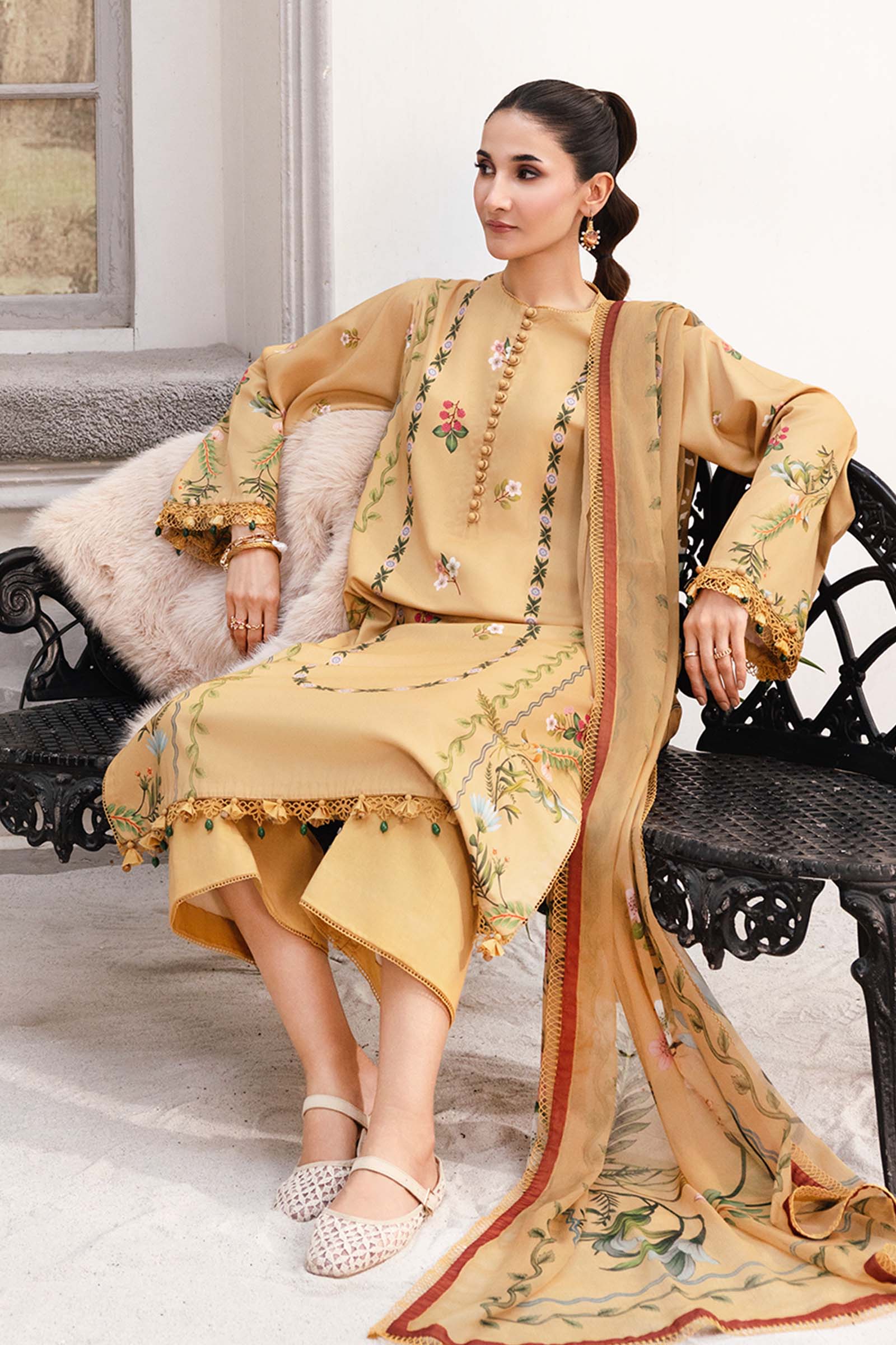 3 Pc Unstitched Printed Marina Twill Suit