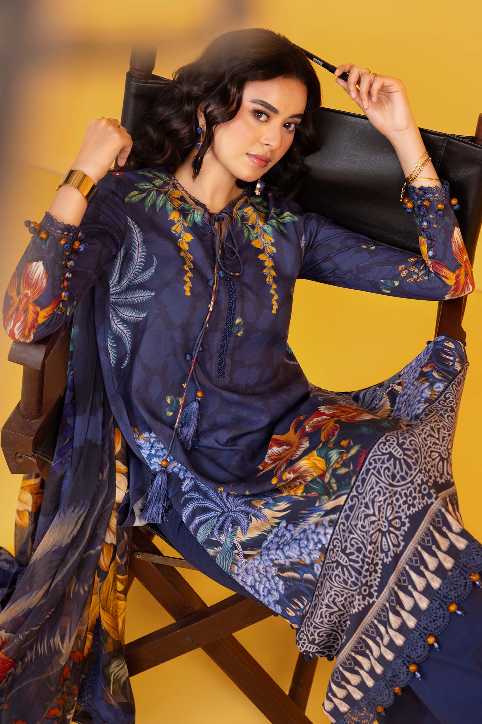 3 Pc Unstitched Printed Linen Suit