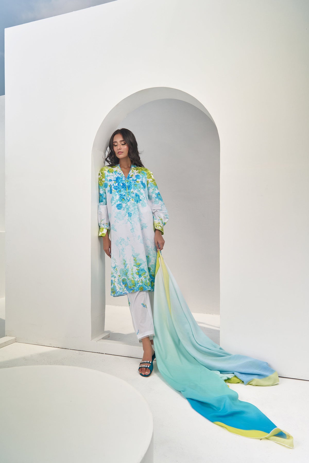 Cyan Ombre Duppatta