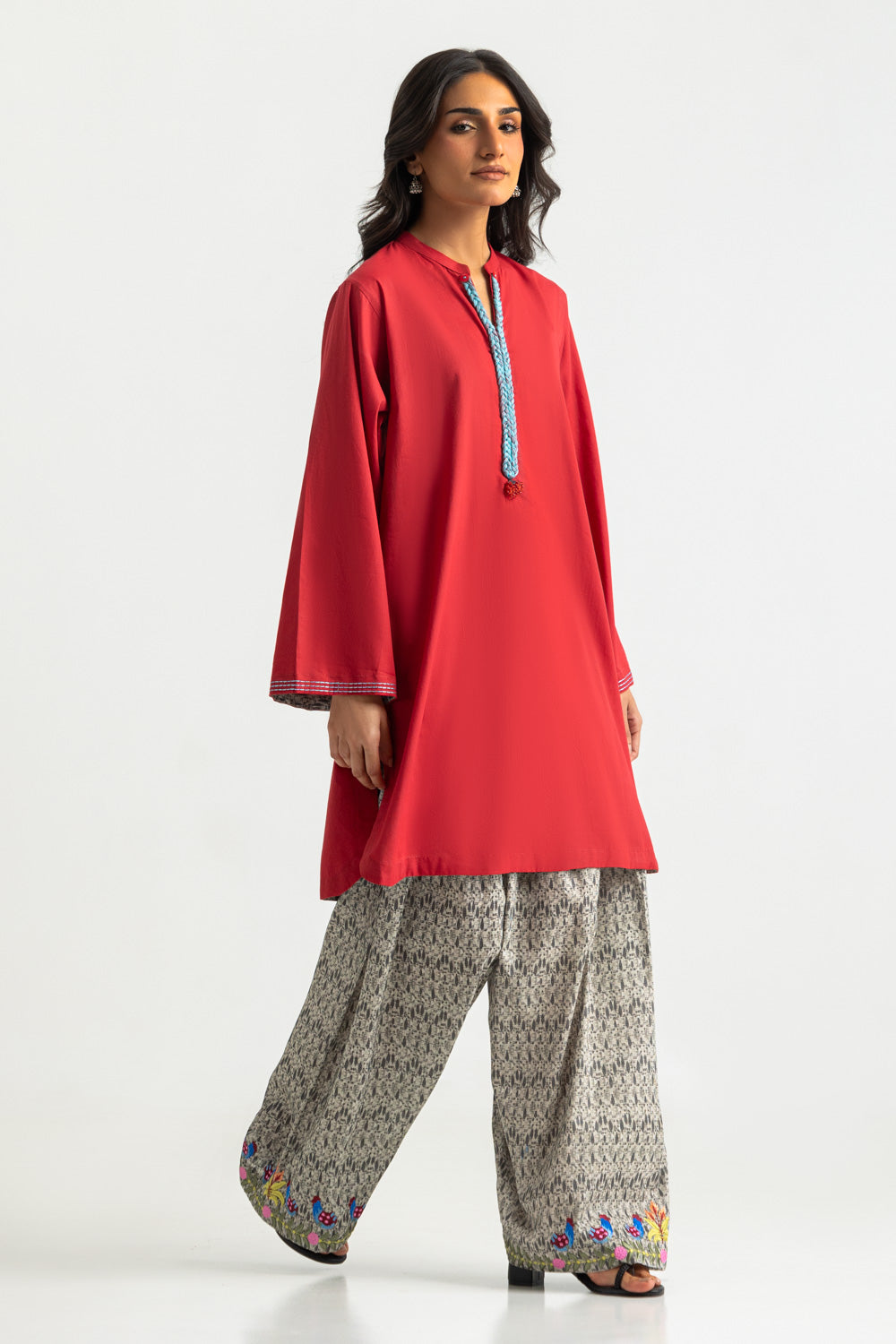 Cambric Dyed Shirt And Printed Trouser