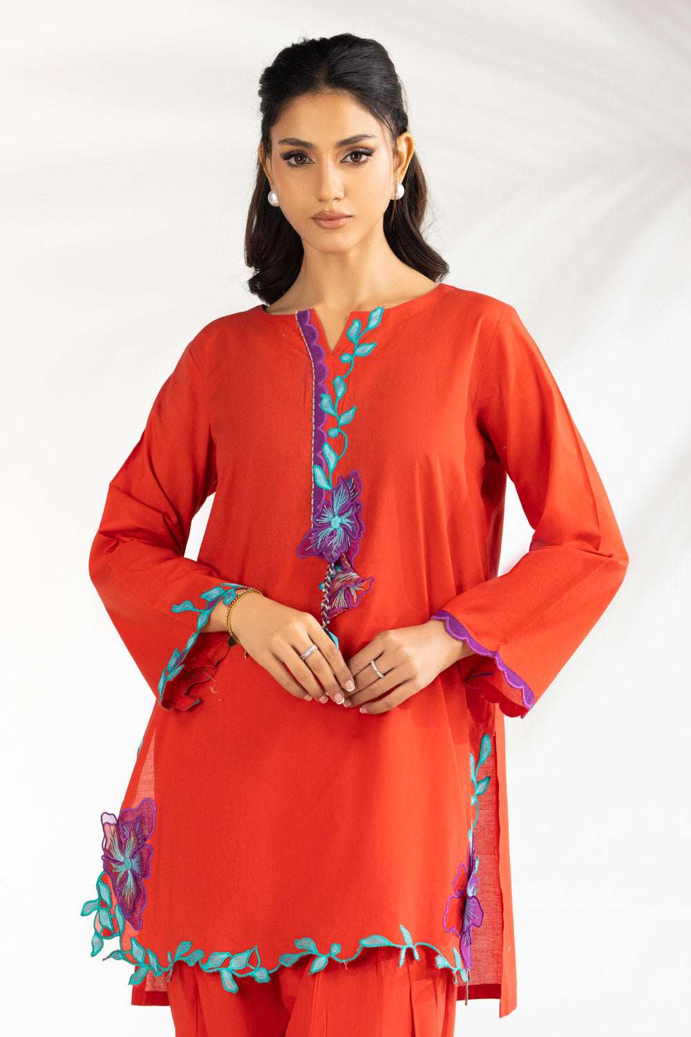Cambric Embroidered Co-Ord Set