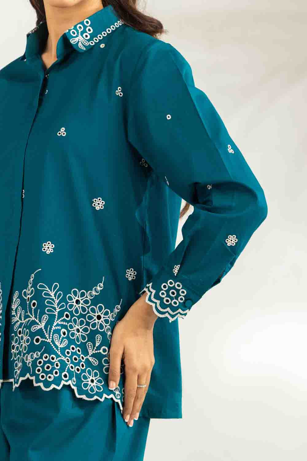 Cambric Embroidered Co-Ord Set