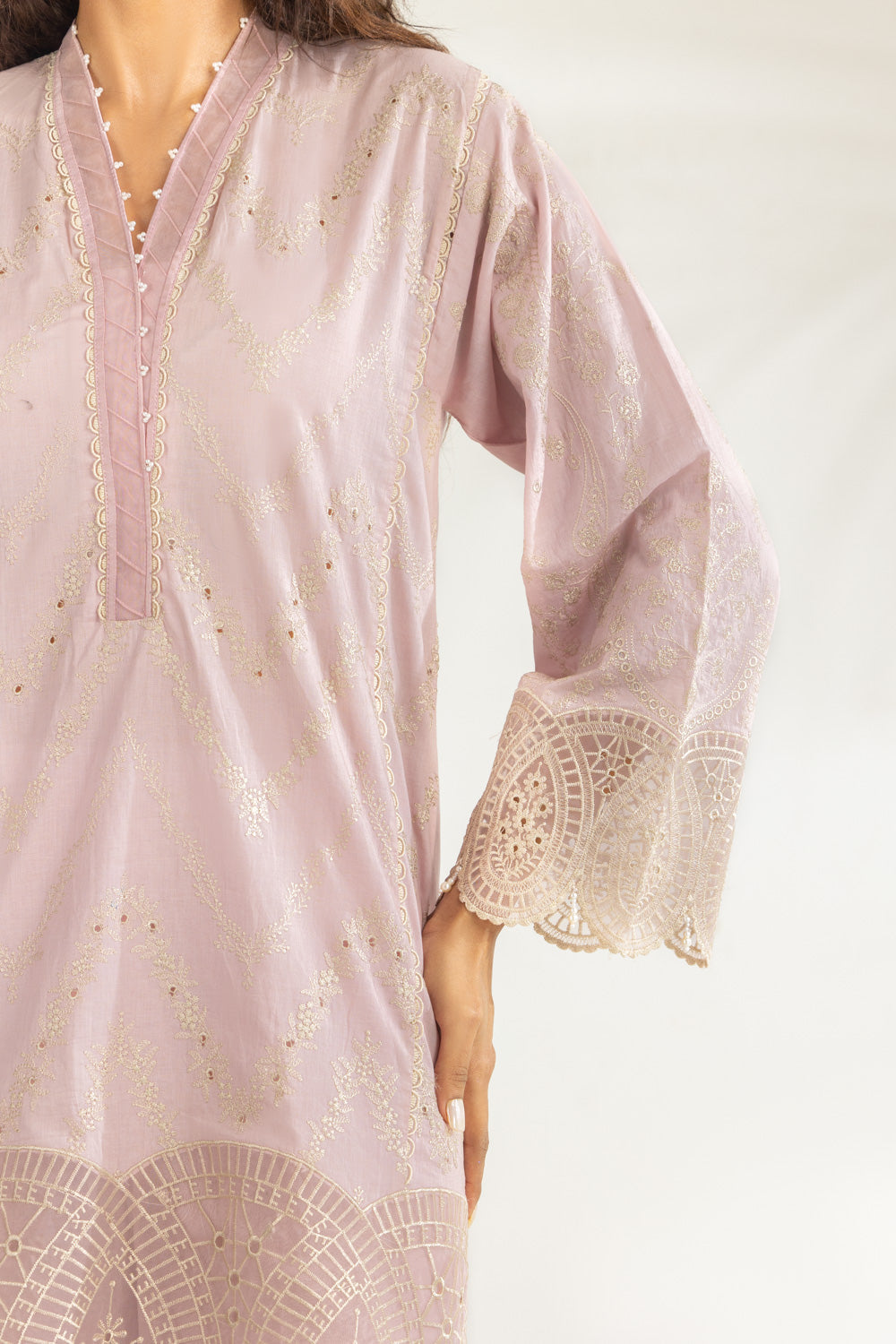Cambric Embroidered Co-Ord Set