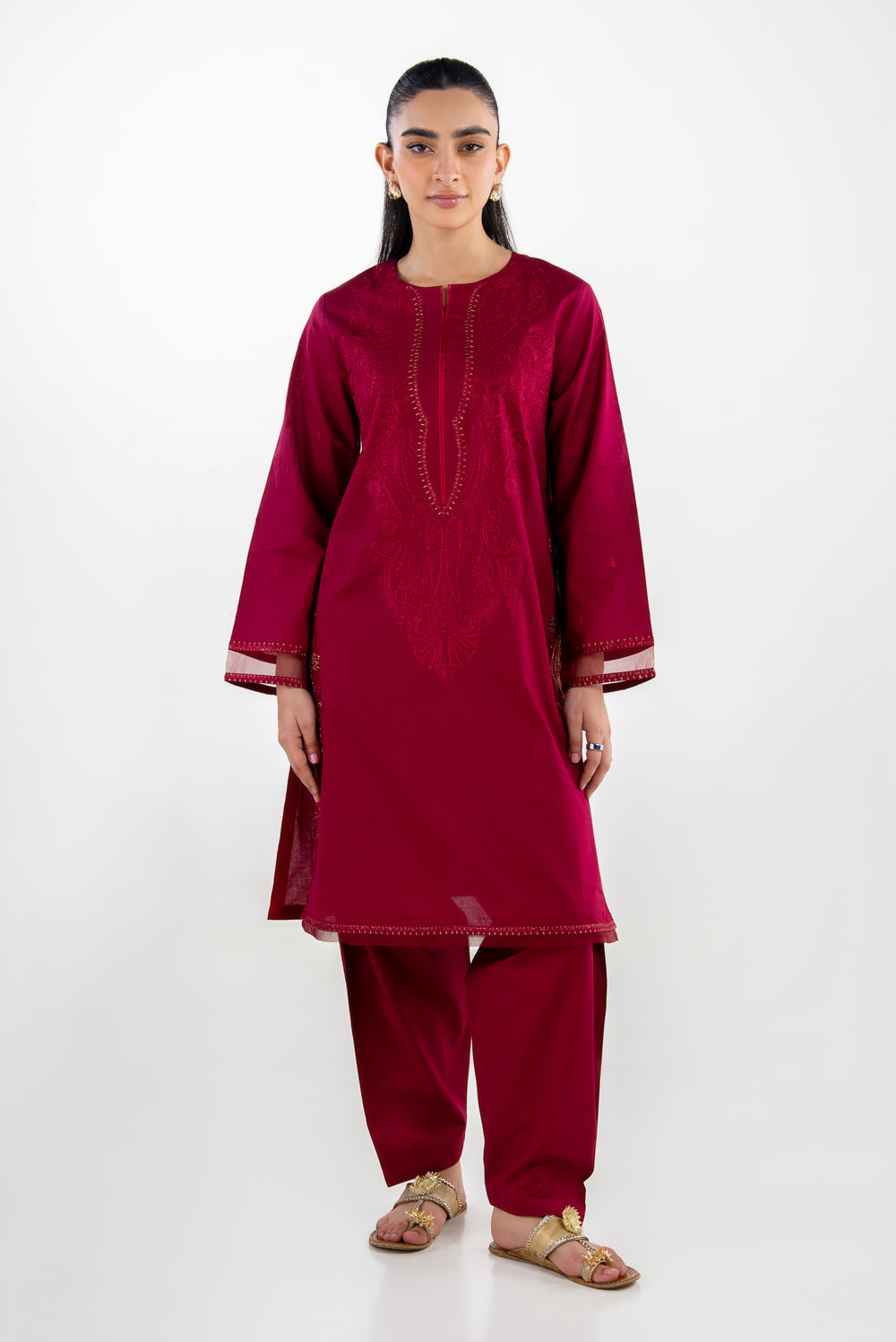 Cambric Embroidered Co-Ord Set