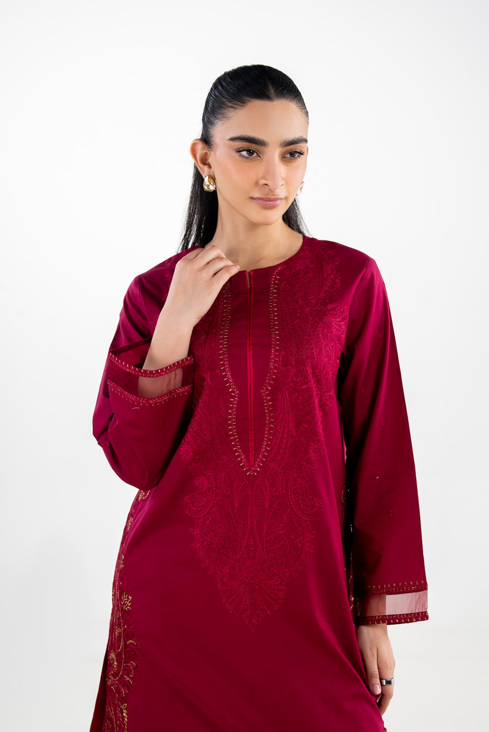 Cambric Embroidered Co-Ord Set