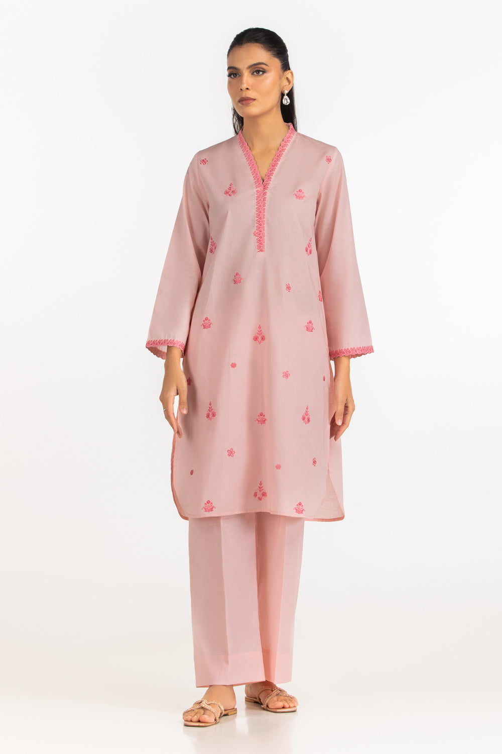 Cambric Embroidered Co-Ord Set