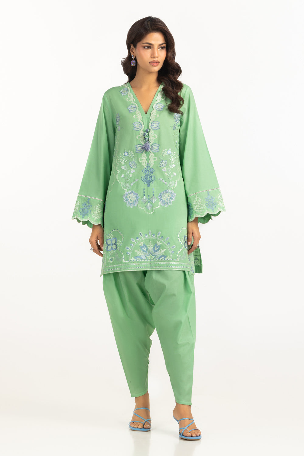 Cambric Embroidered Co-Ord Set