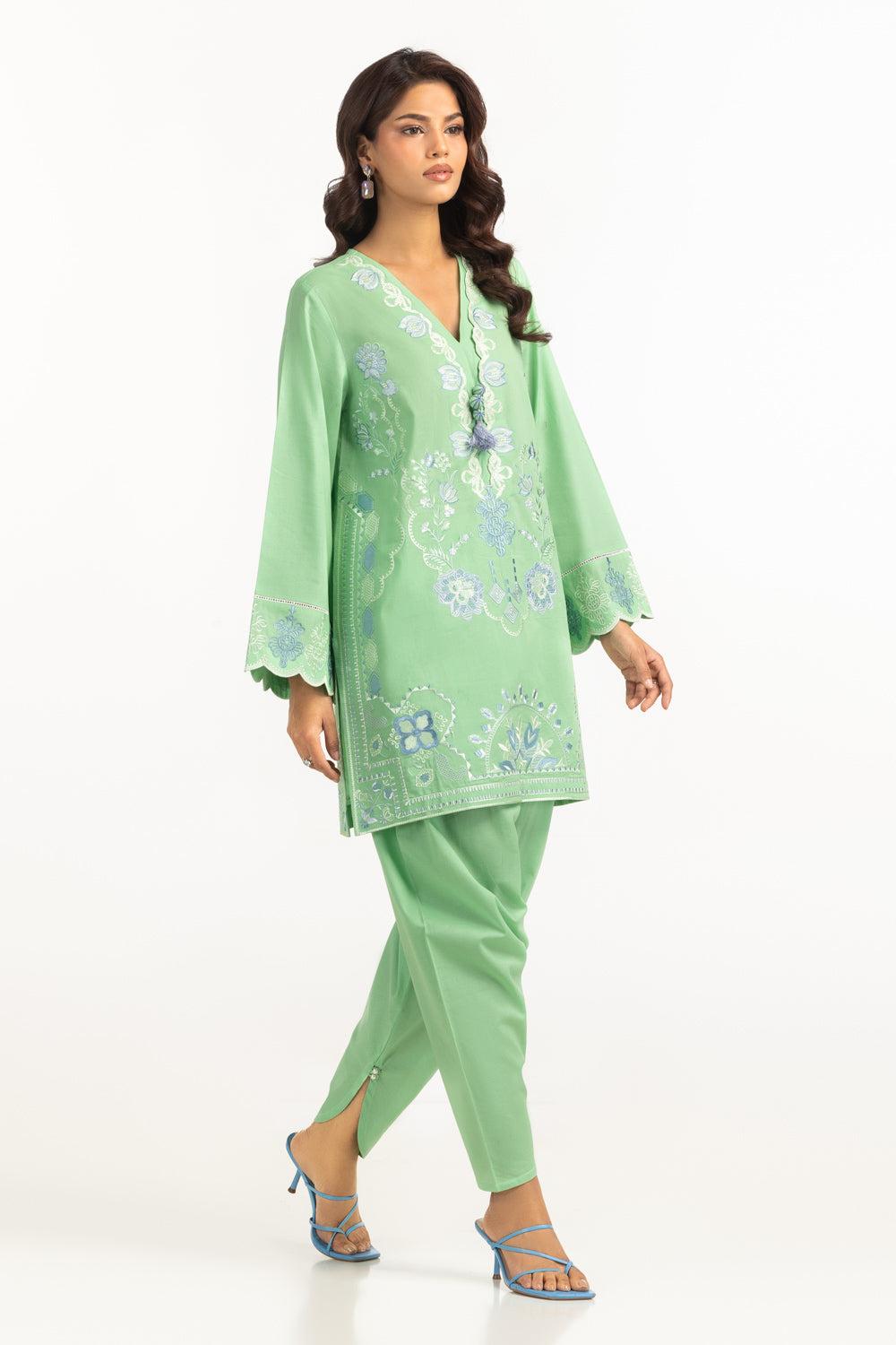 Cambric Embroidered Co-Ord Set