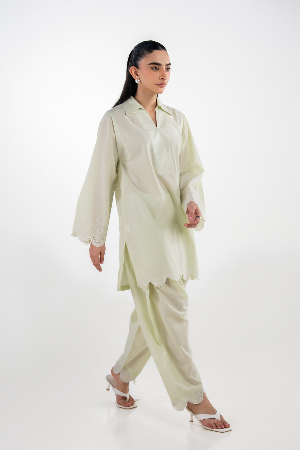 Cambric Embroidered Co-Ord Set