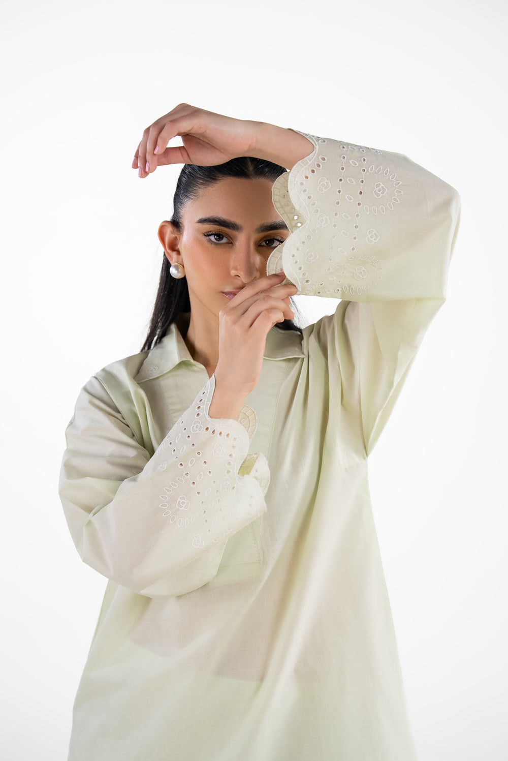 Cambric Embroidered Co-Ord Set