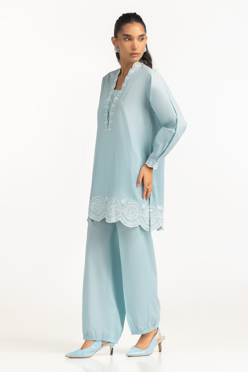 Cambric Embroidered Co-Ord Set