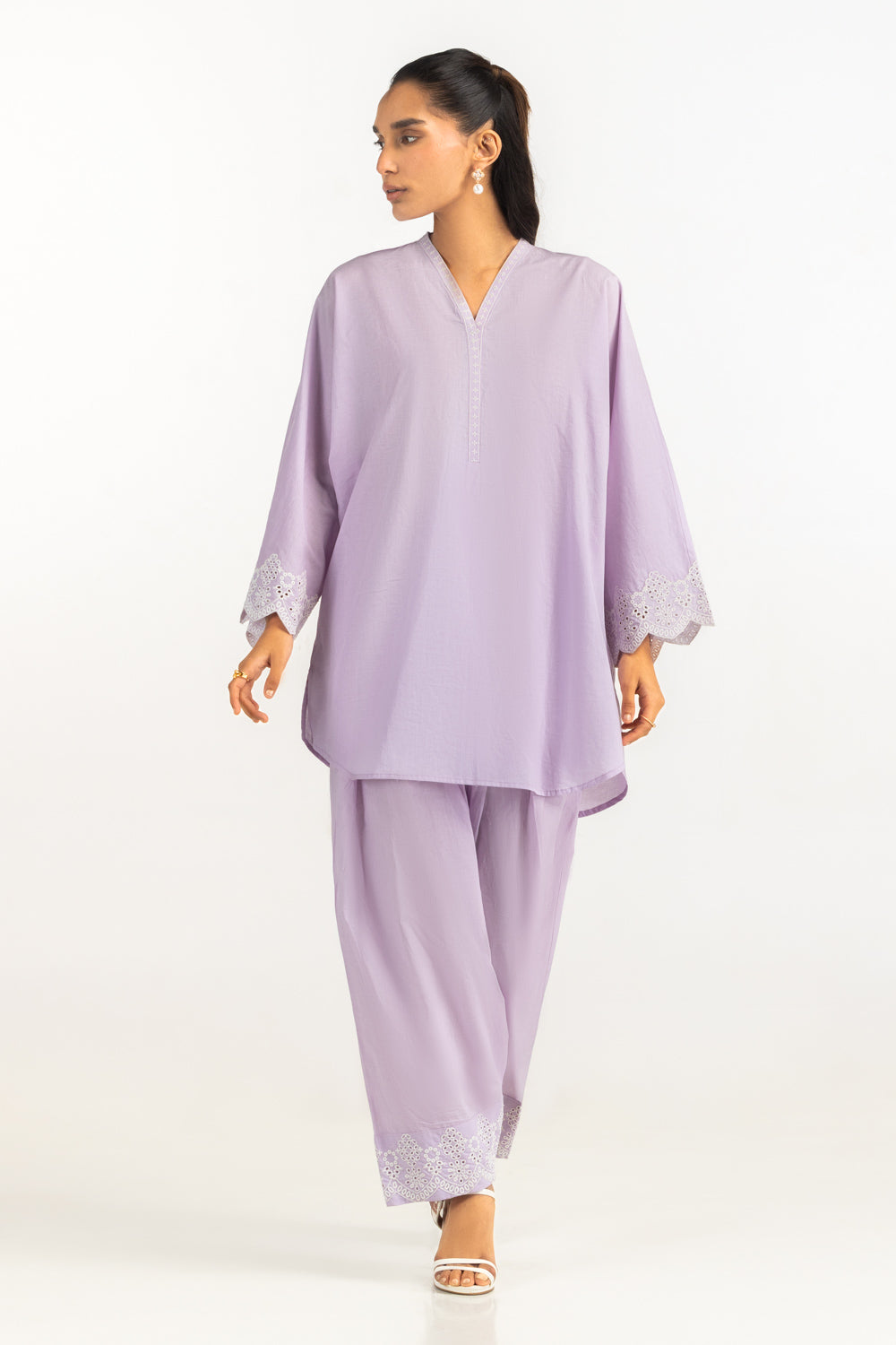 Cambric Embroidered Co-Ord Set