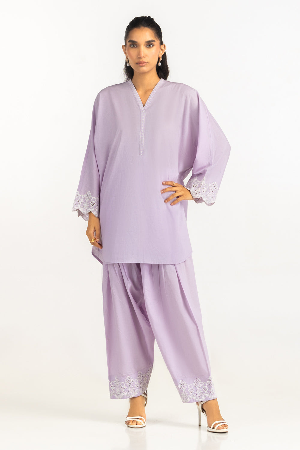 Cambric Embroidered Co-Ord Set