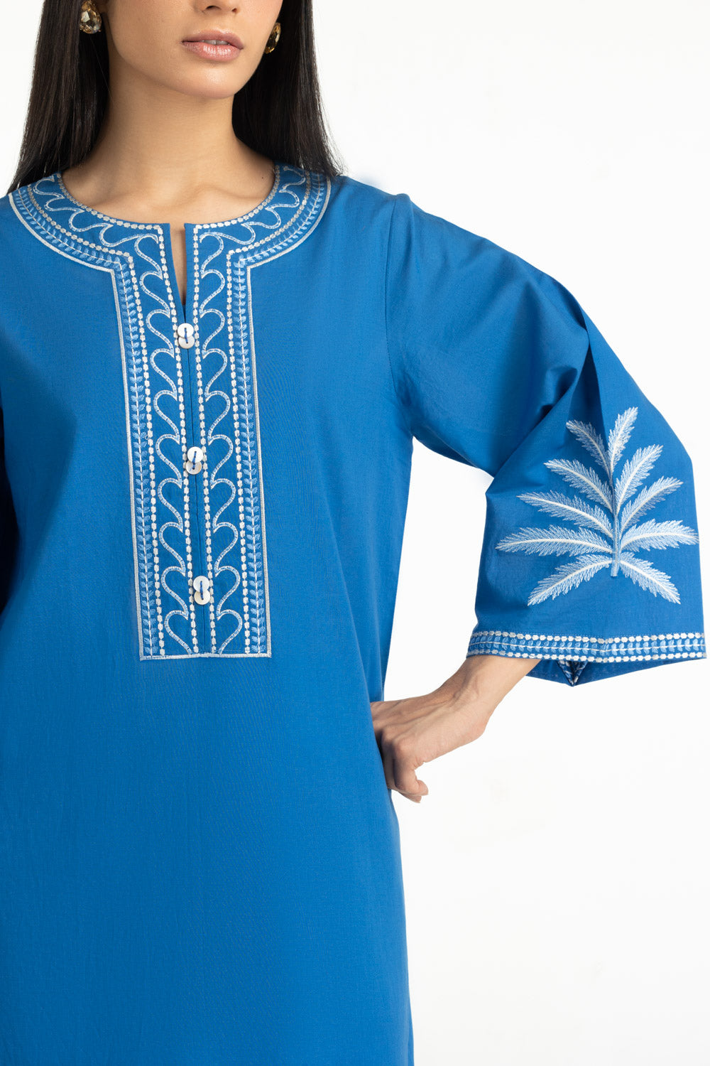 Cambric Embroidered Co-Ord Set