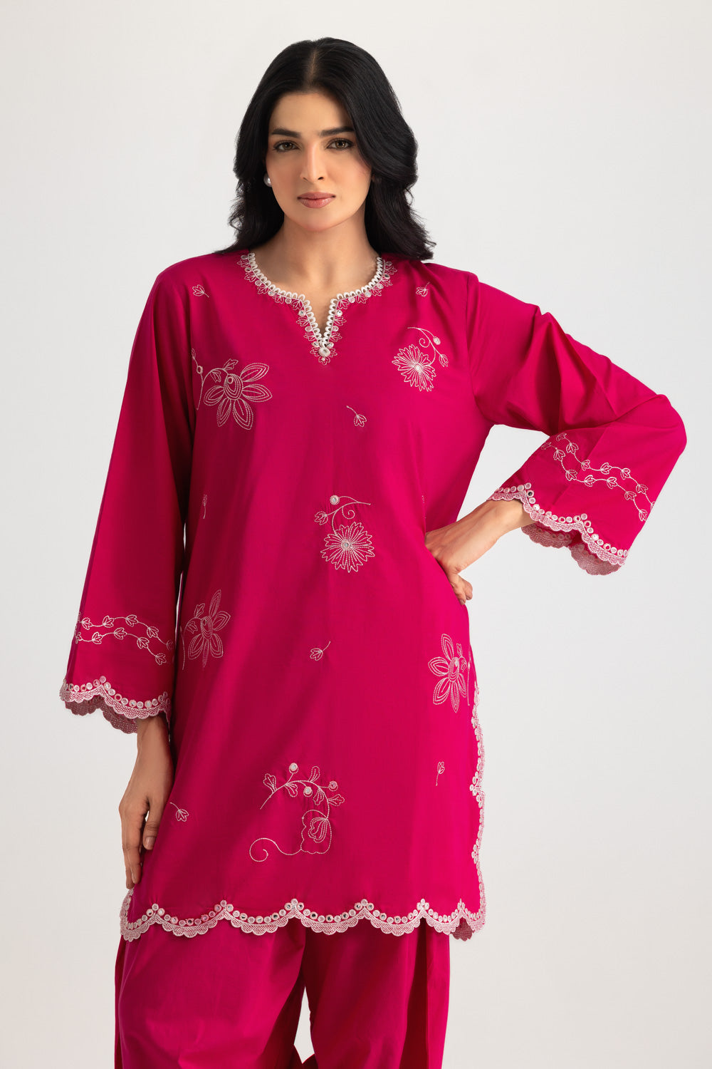 Cambric Embroidered Co-Ord Set