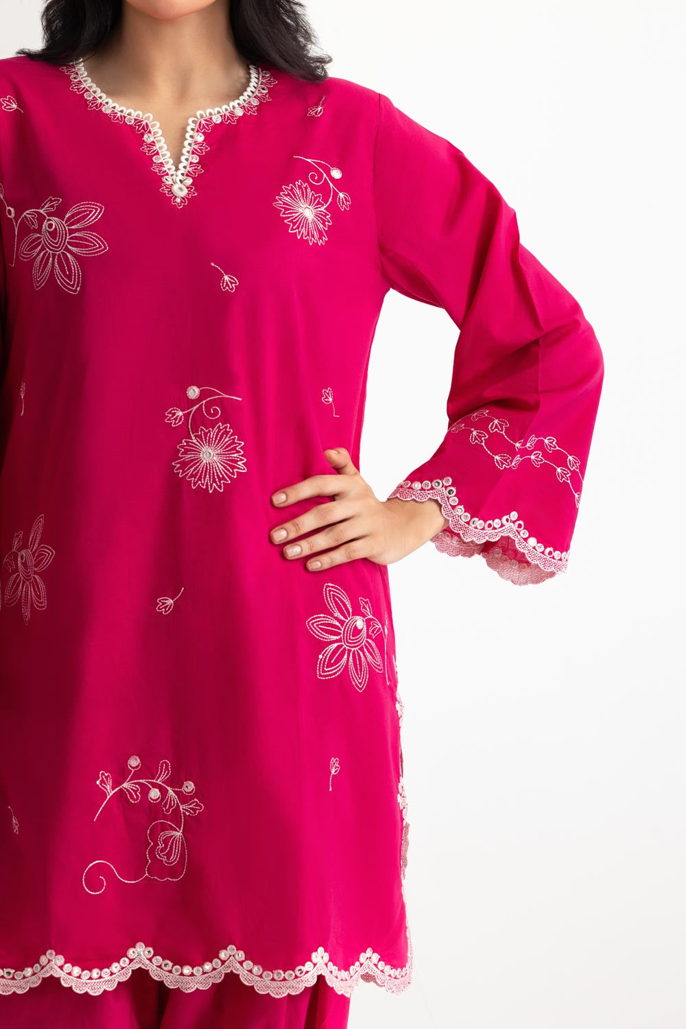 Cambric Embroidered Co-Ord Set