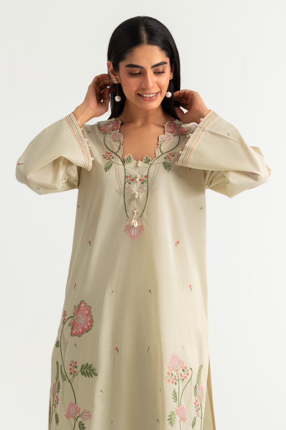 Cambric Embroidered Co-Ord Set