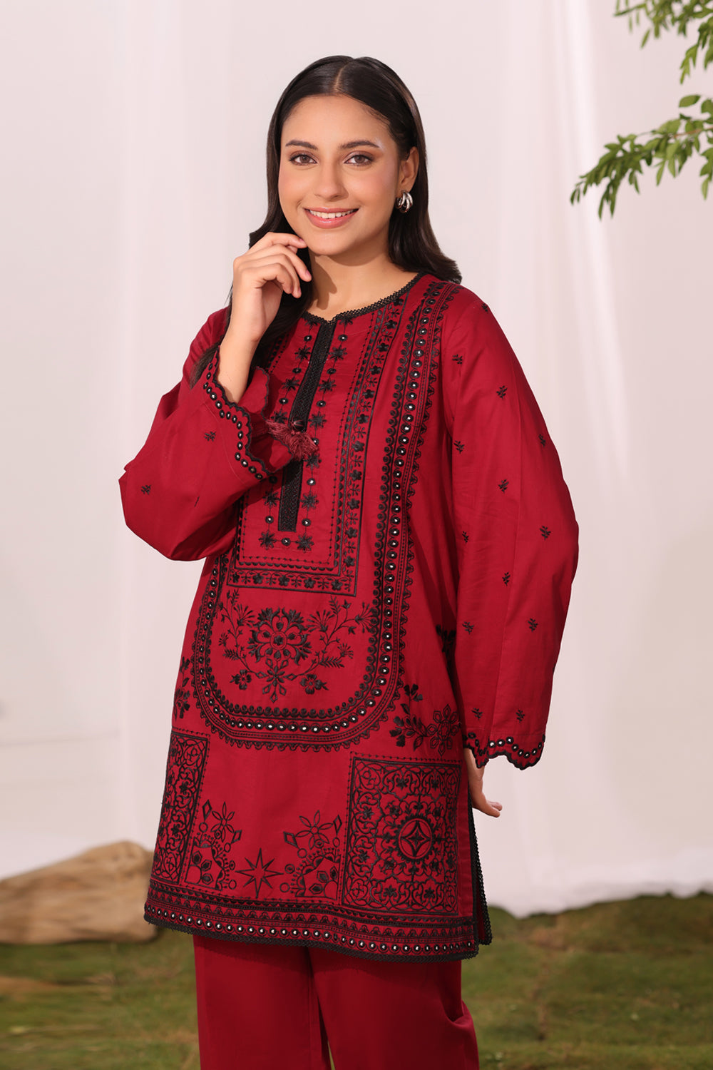 Cambric Embroidered Co-Ord Set