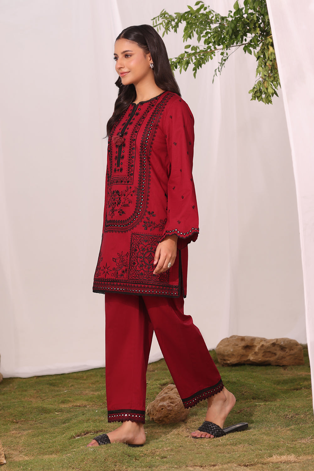 Cambric Embroidered Co-Ord Set