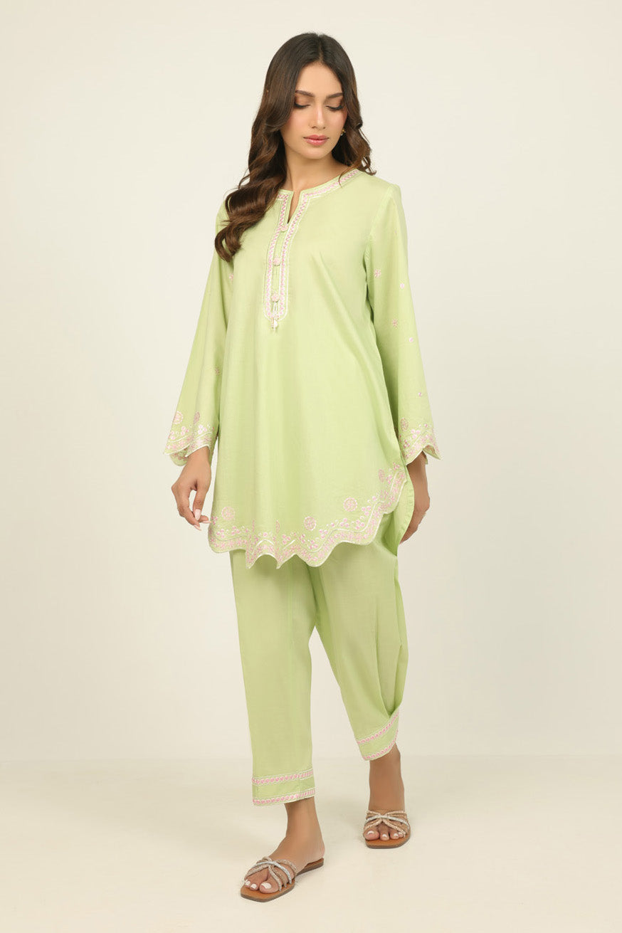 Cambric Embroidered Co-Ord Set - W-AP-26-476053