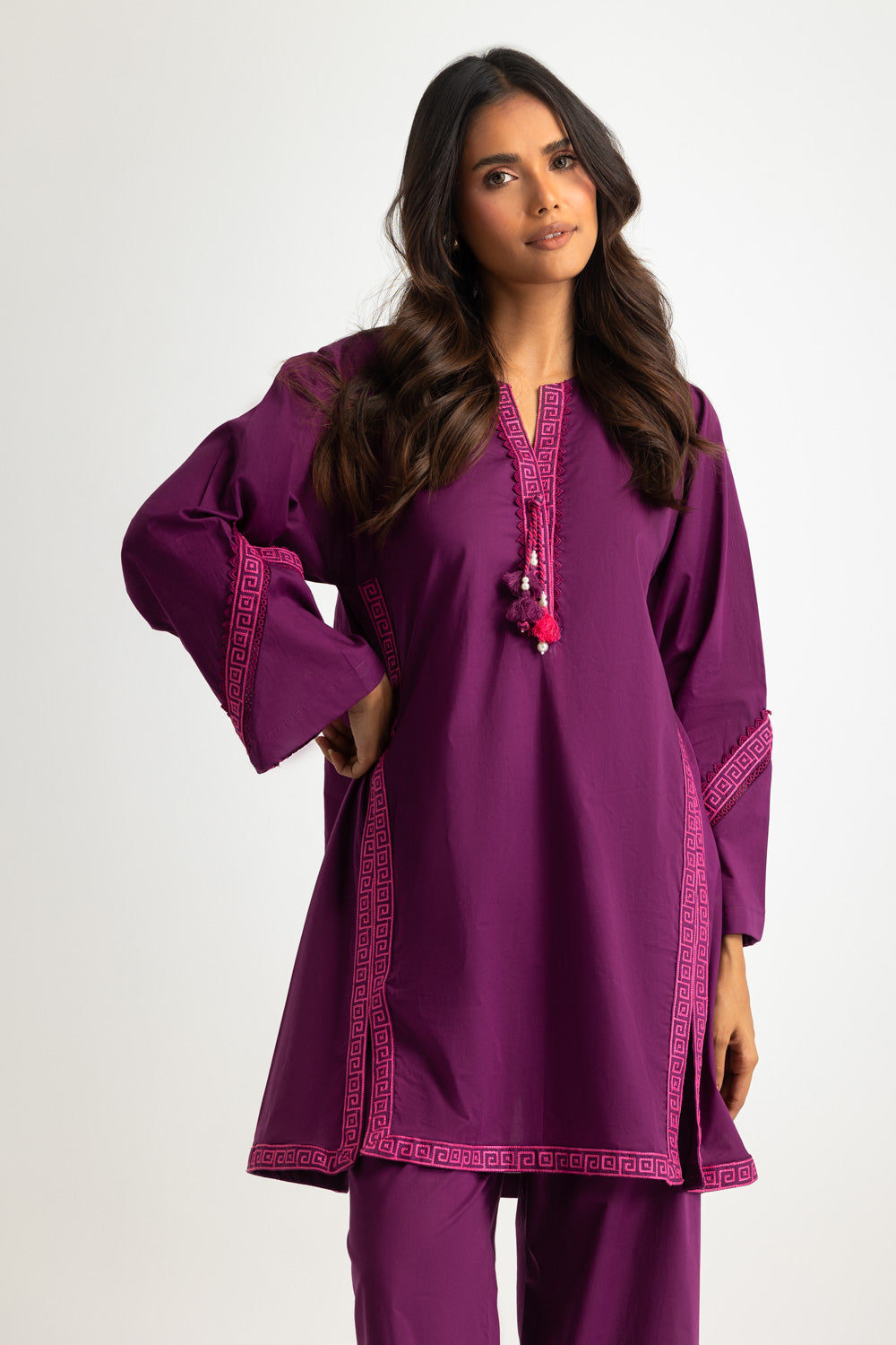 Cambric Embroidered Co-Ord Set