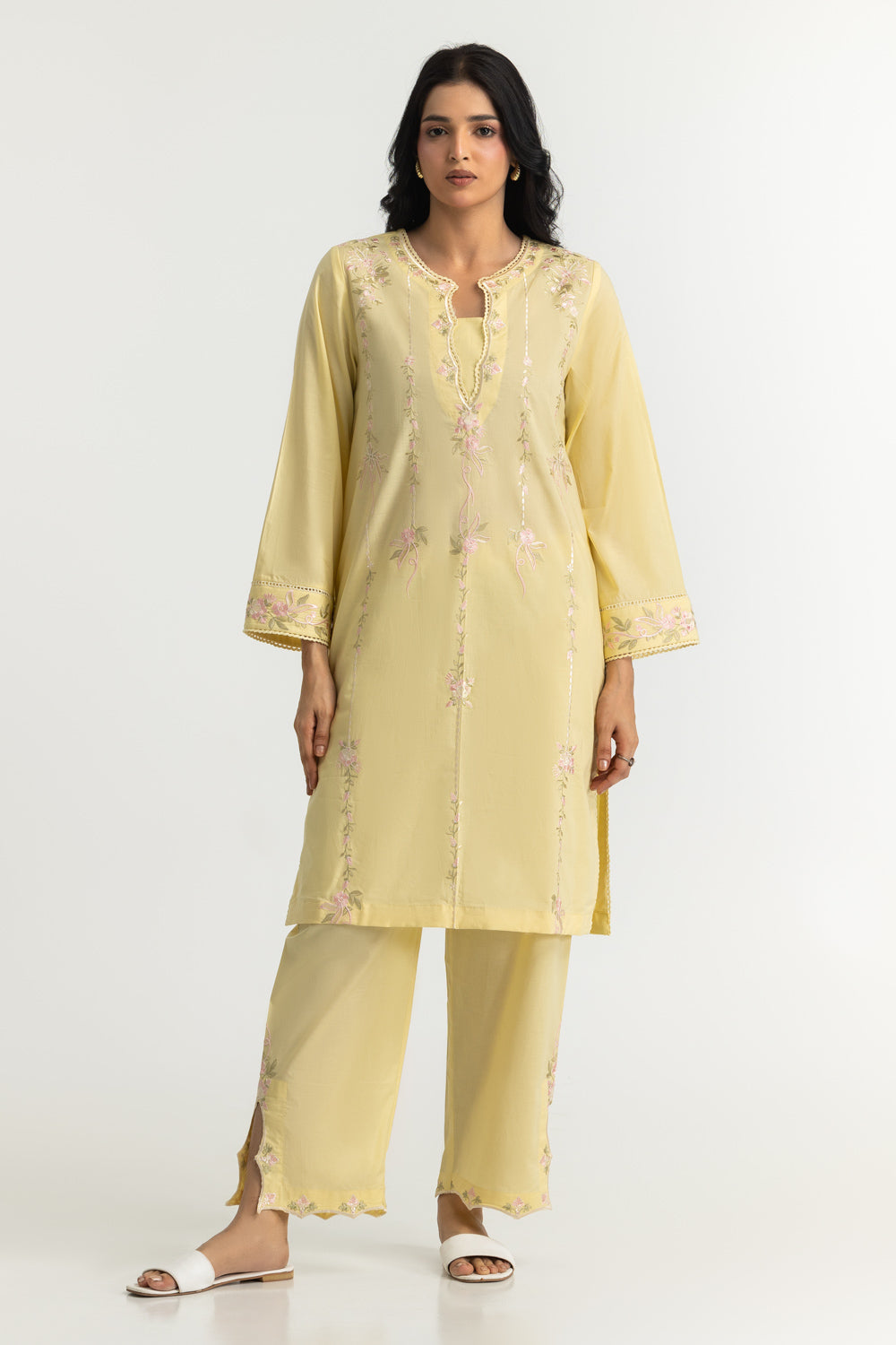 Cambric Embroidered Co-Ord Set