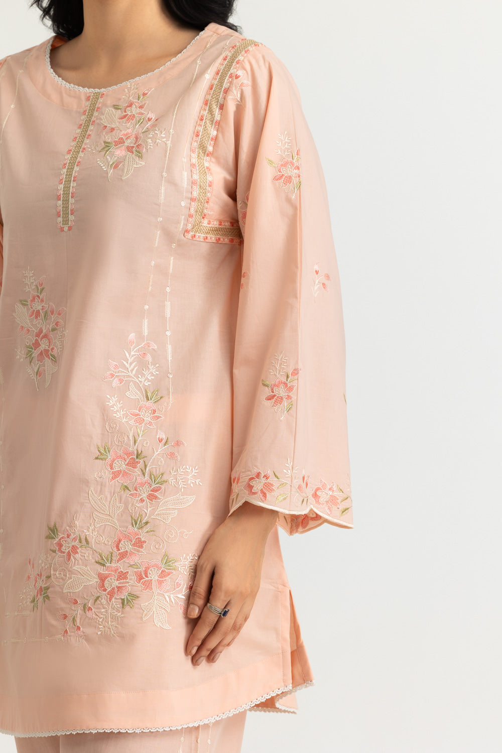 Cambric Embroidered Co-Ord Set