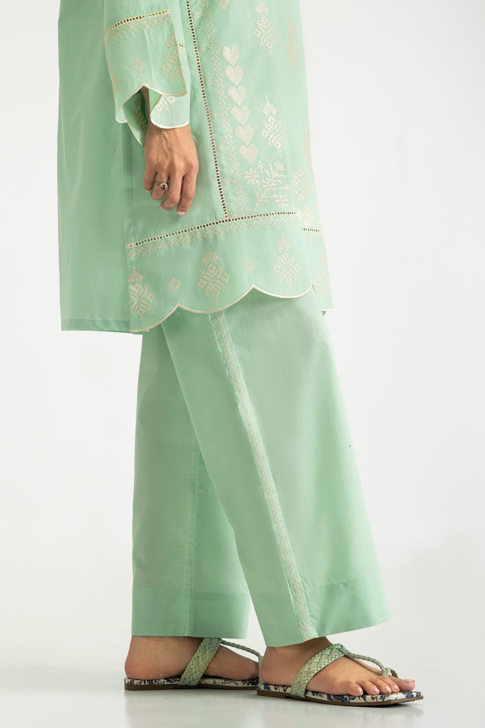 Cambric Embroidered Co-Ord Set