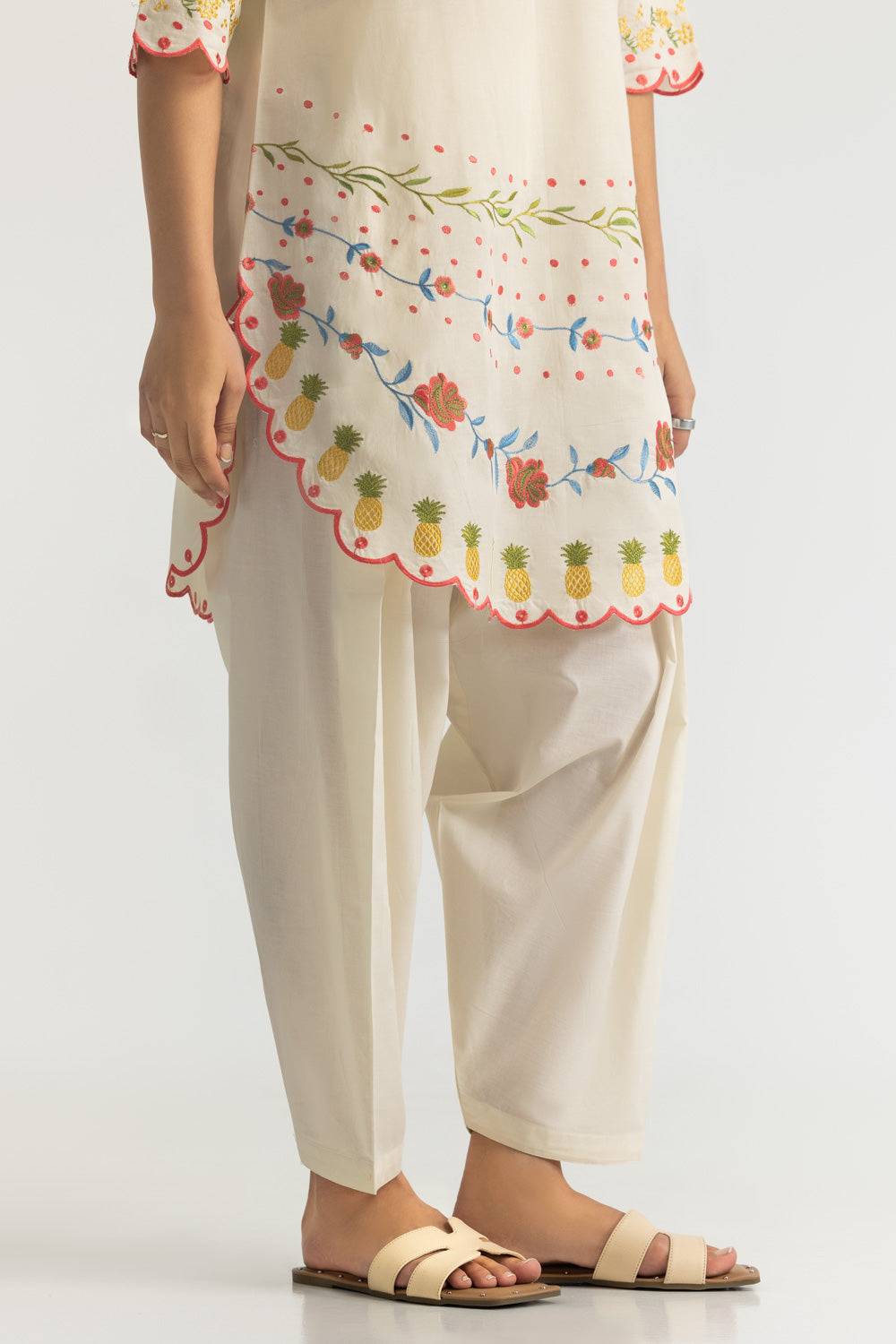Cambric Embroidered Co-Ord Set
