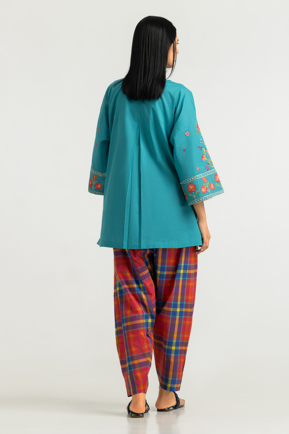Cambric Embroidered Shirt And Printed Trouser