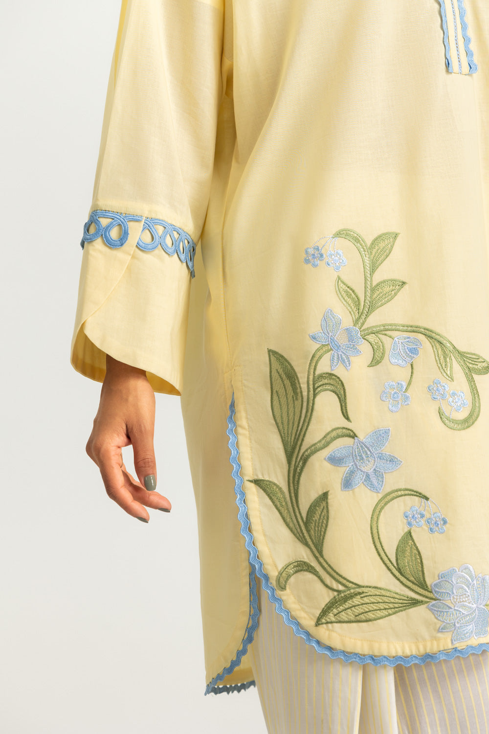 Cambric Printed Co-Ord Set With Embroidered - W-AP-26-483893