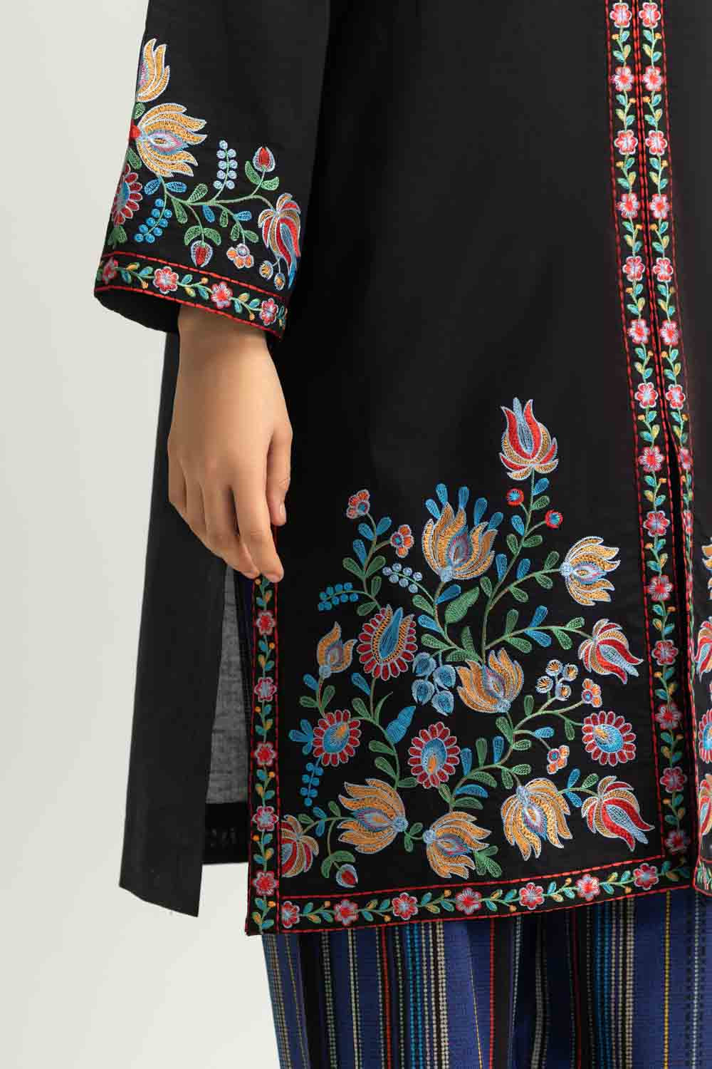 Cambric Printed Co-Ord Set With Embroidered