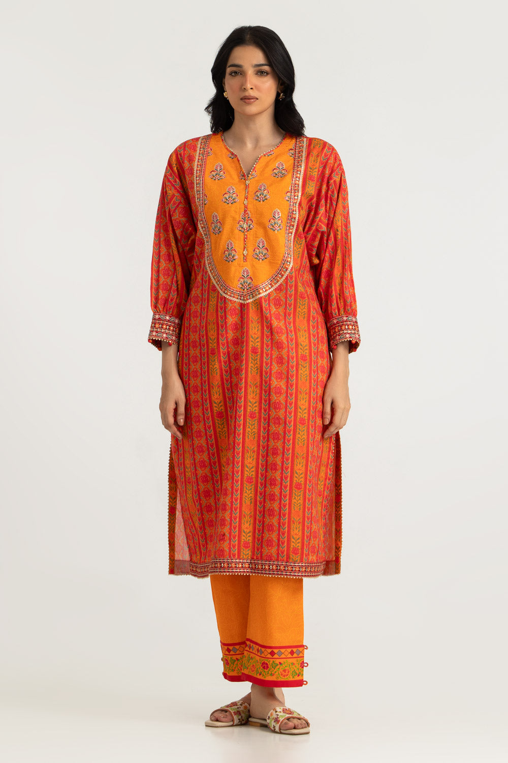 Cambric Printed Co-Ord Set With Embroidered - W-AP-26-487430