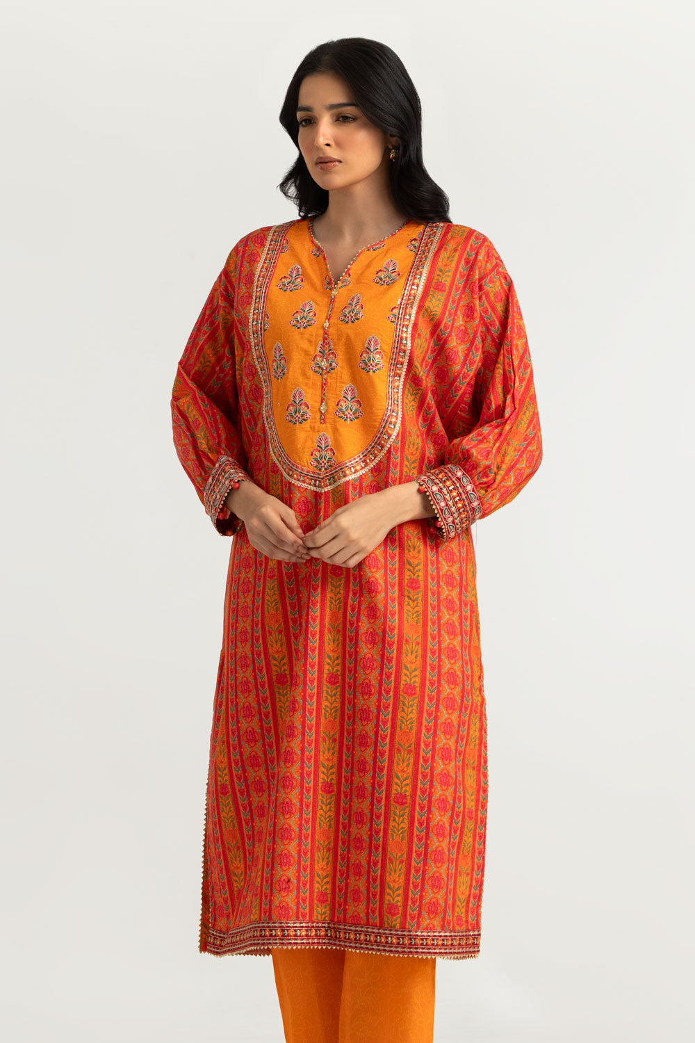 Cambric Printed Co-Ord Set With Embroidered - W-AP-26-487430