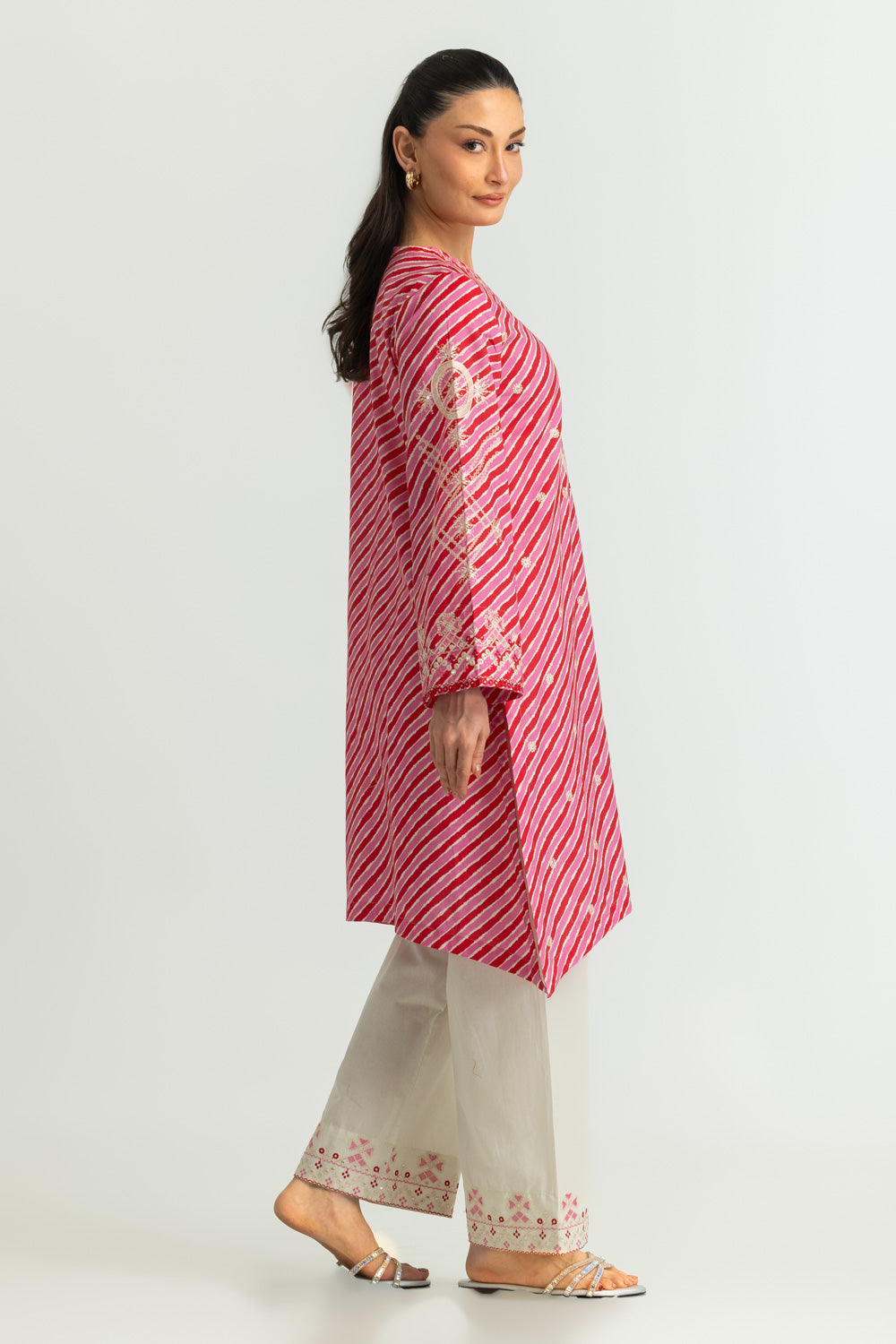 Cambric Printed Co-Ord Set With Embroidered