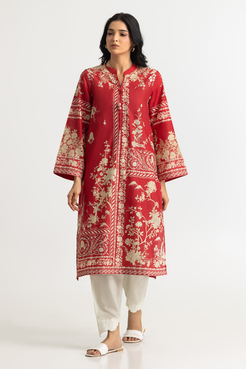 Cambric Printed Shirt And Embroidered Shalwar