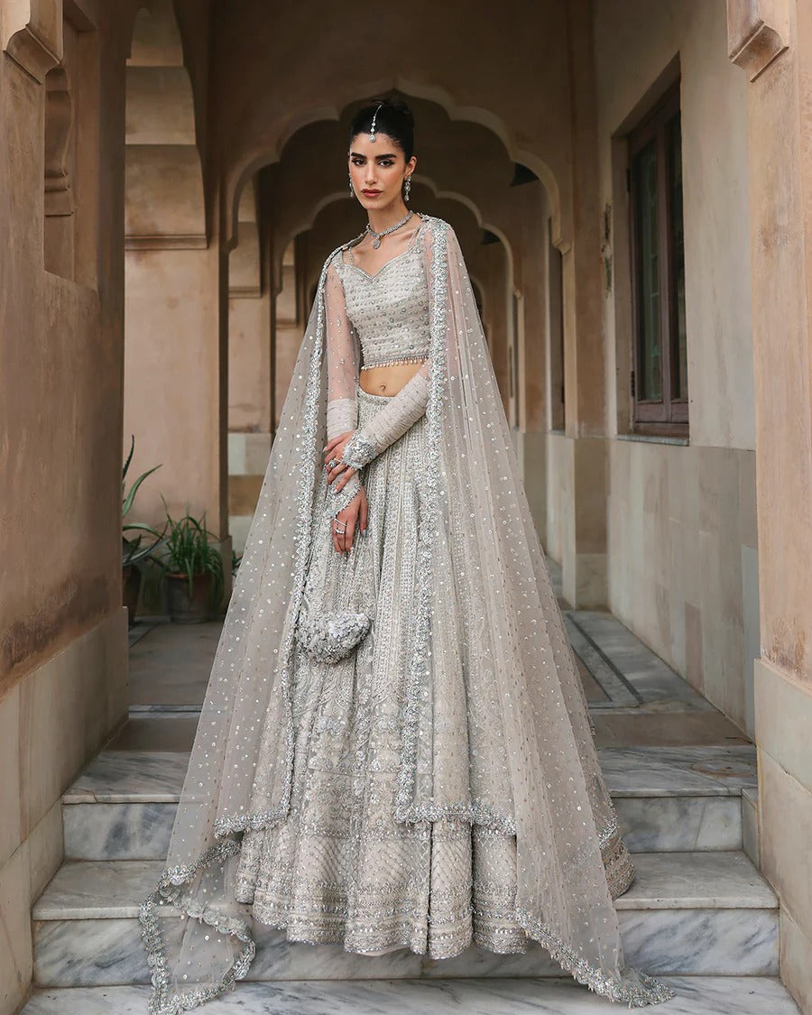 Cammi Style — Mairaz White Net Lehenga