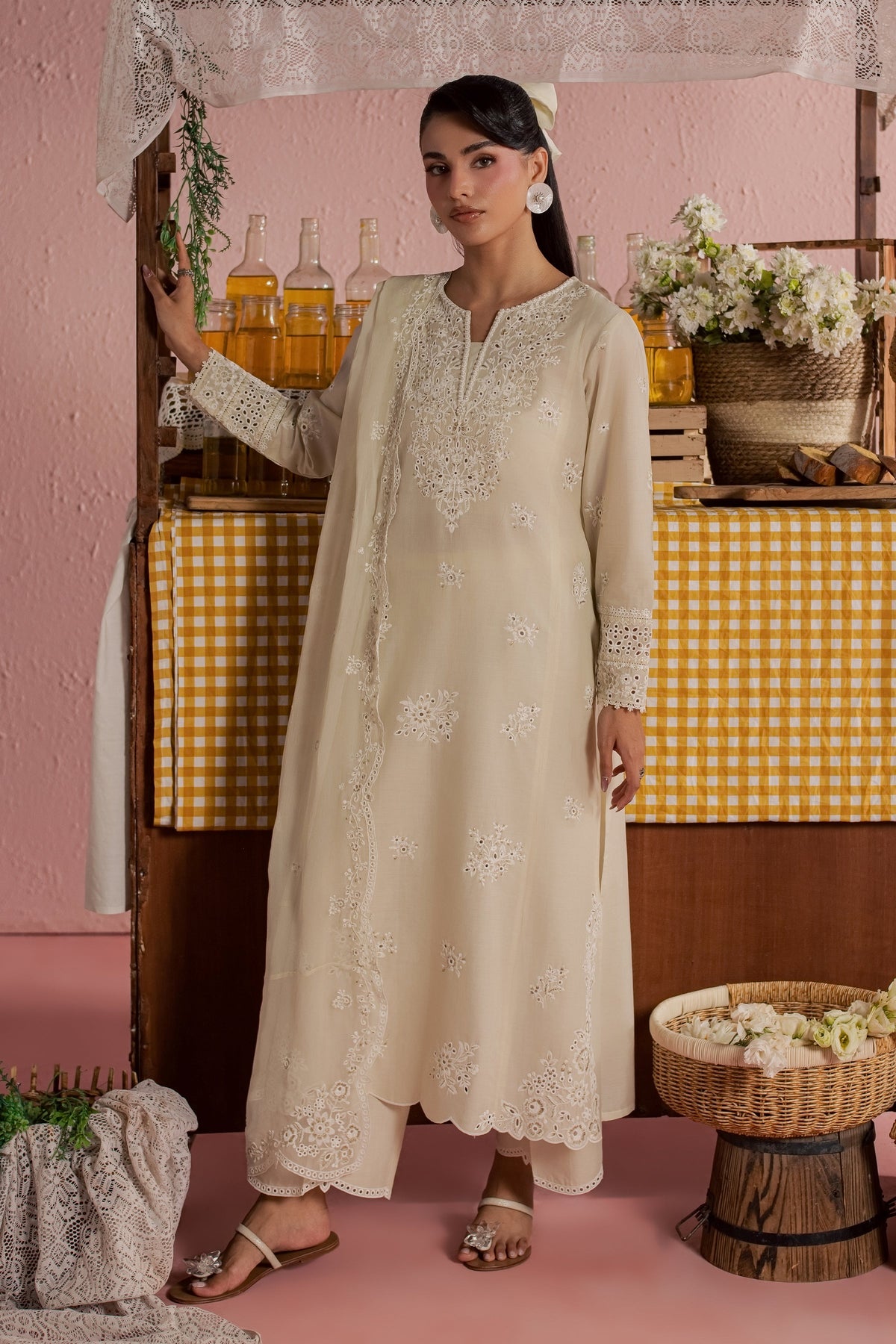 Caramel 3Pc - Embroidered Lawn Dress