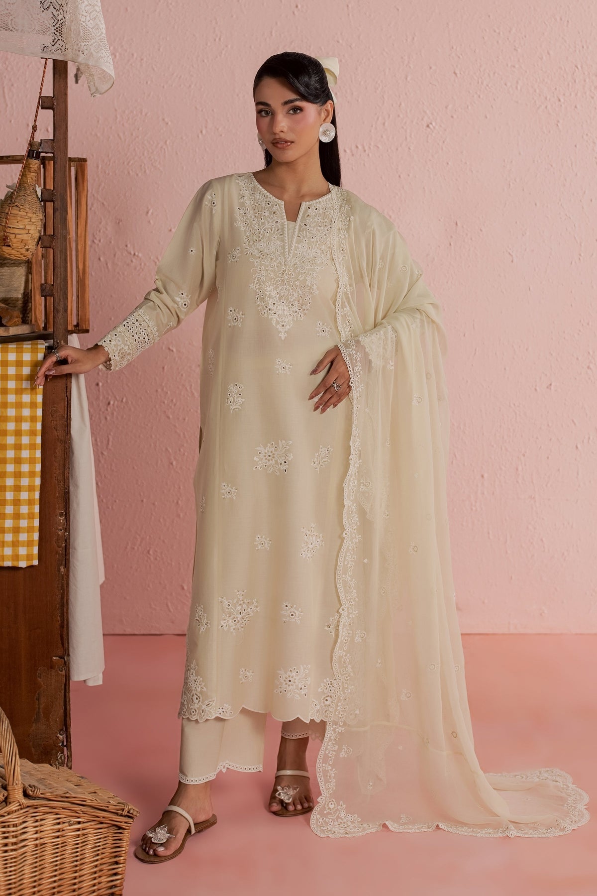 Caramel 3Pc - Embroidered Lawn Dress