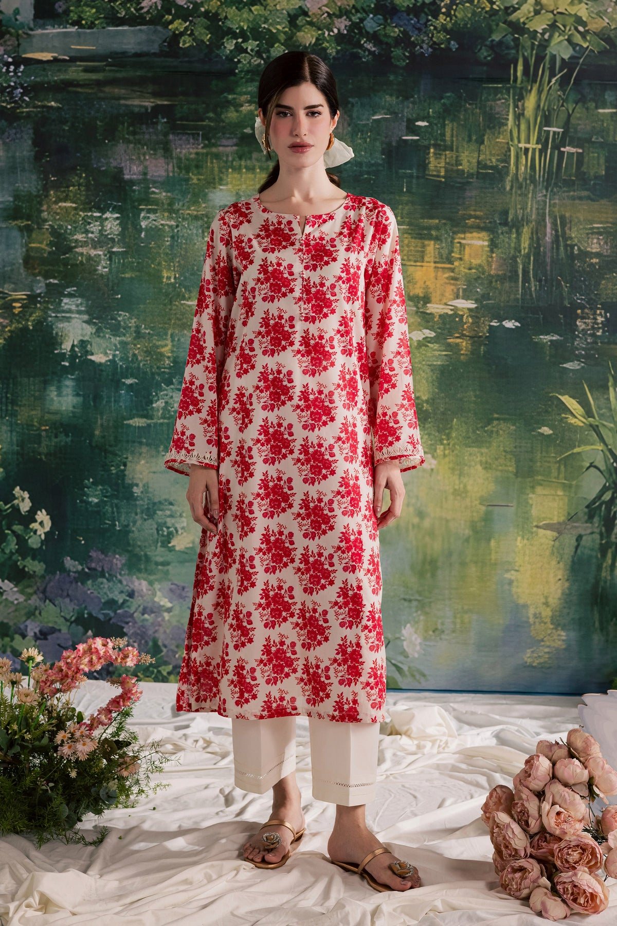 Cardi 2Pc - Printed Lawn Dress