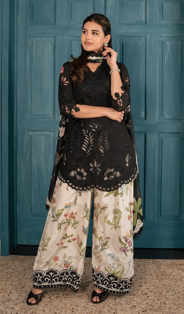 Saira Rizwan Chikankari Luxury Embroidered Lawn Unstitched 3Pc Suit SR-30