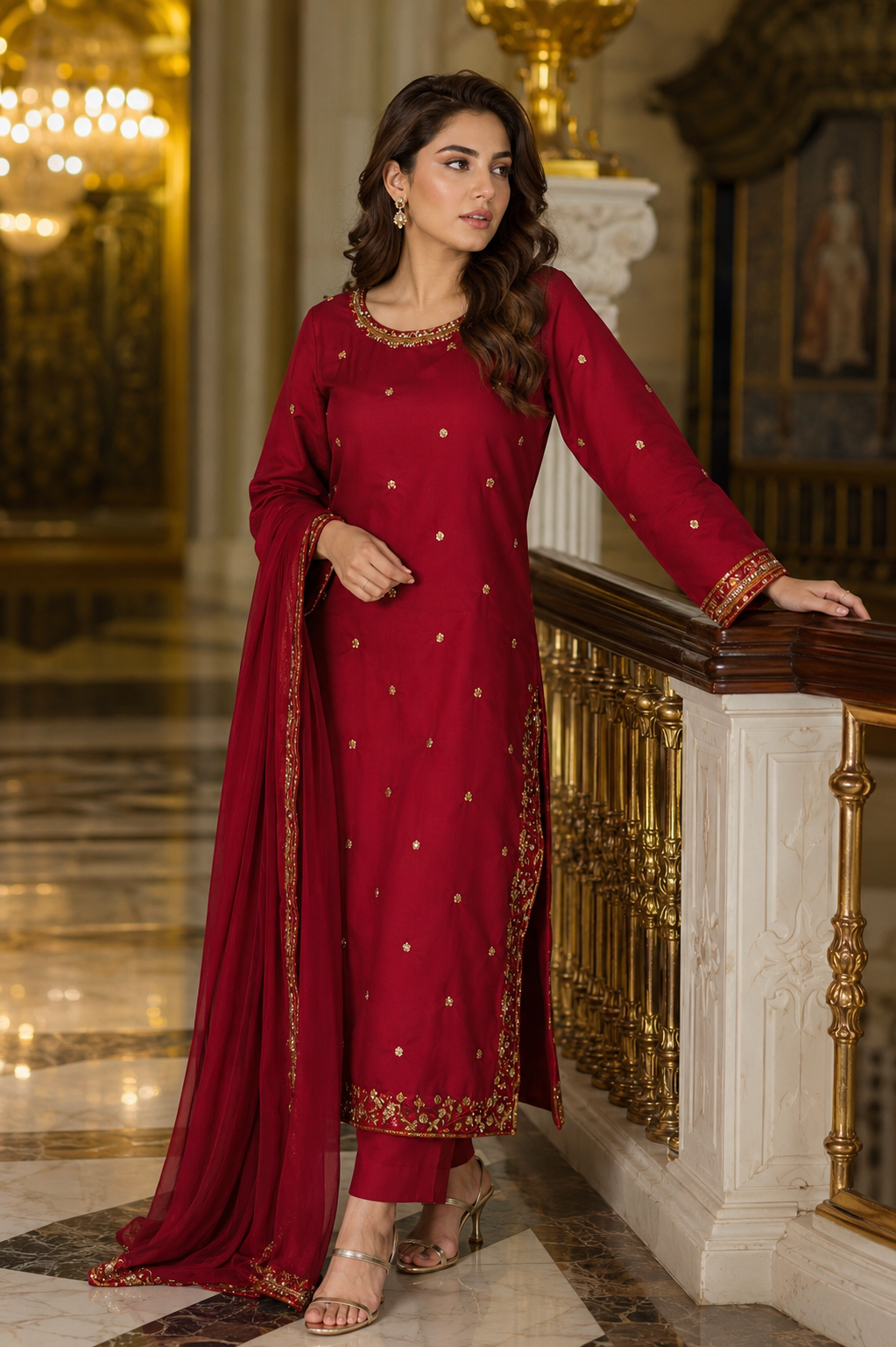 Mahroon Elara Embroidered Suit – Maroon Lawn 3 Piece