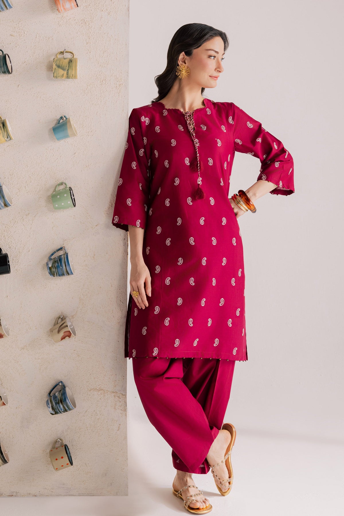 Cherry Puff 2Pc - Embroidered Lawn Dress