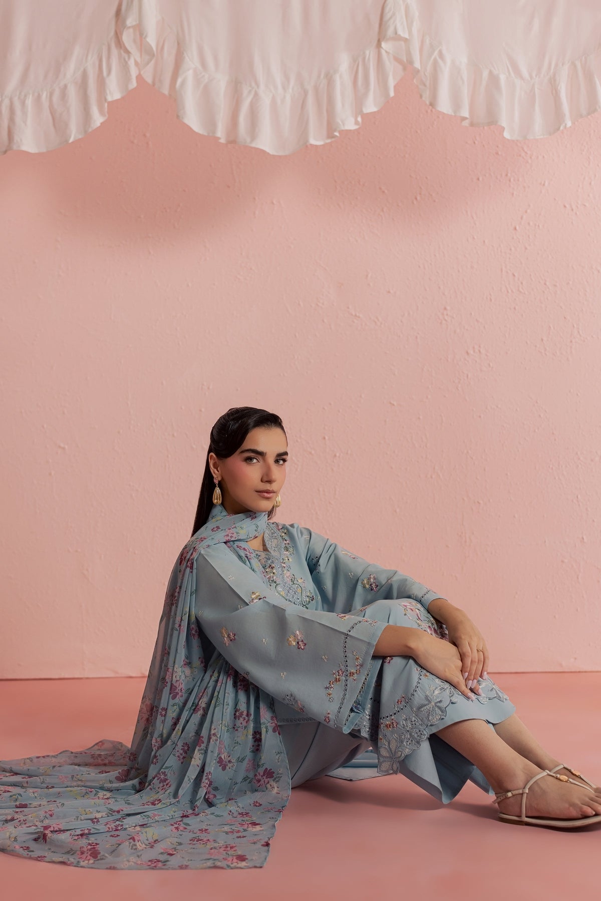 CloudPie 3Pc - Embroidered Lawn Dress