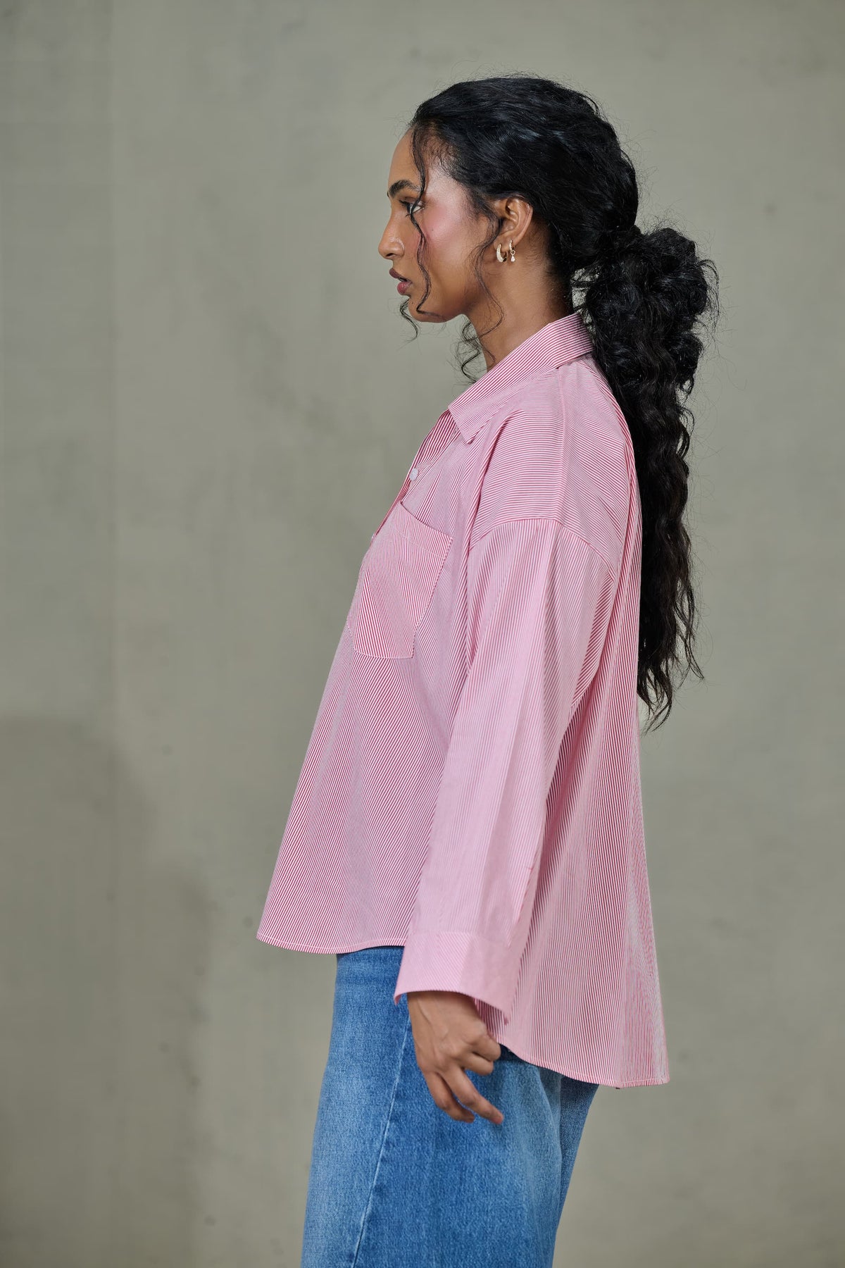 Pink Striped Poplin Shirt