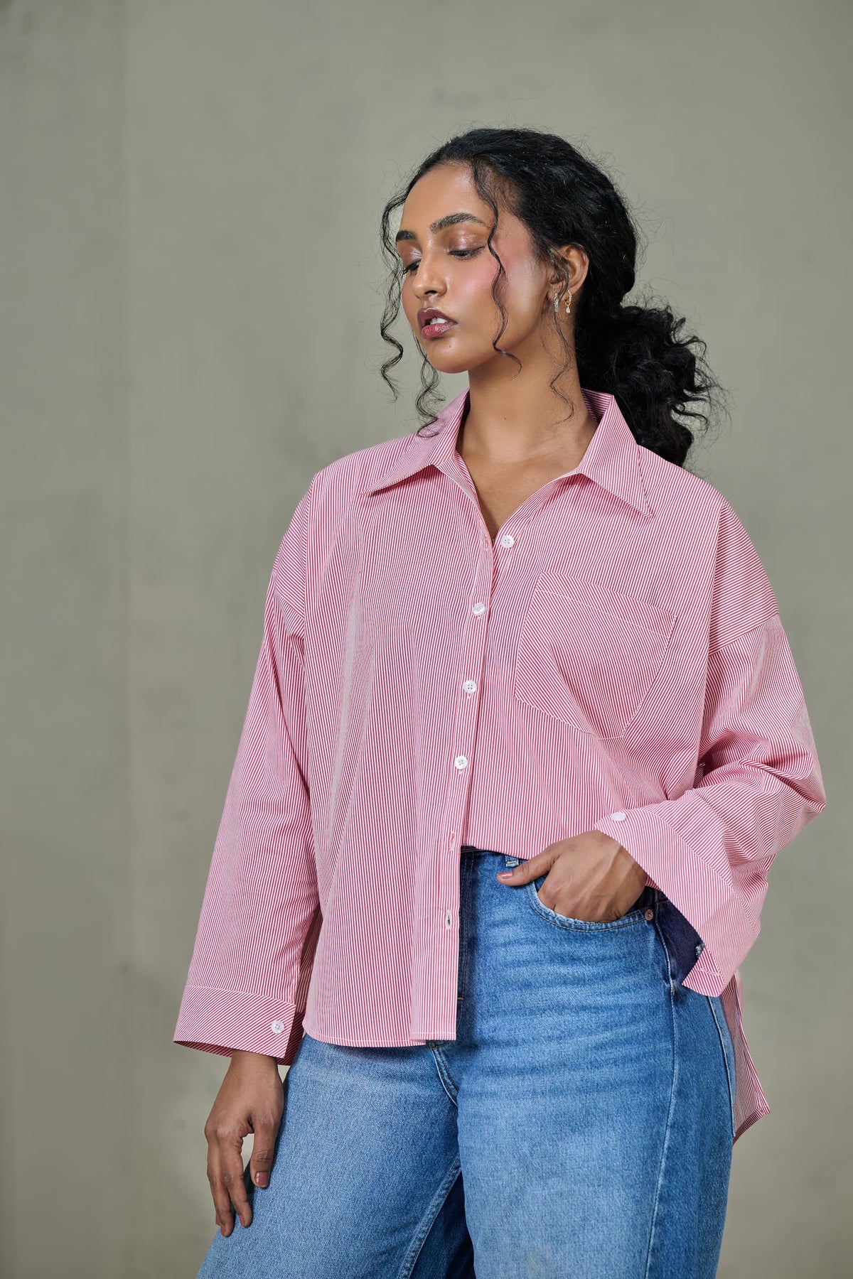 Pink Striped Poplin Shirt